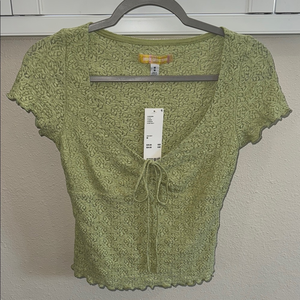 Urban Outfitters Green Tie Front Women's Top